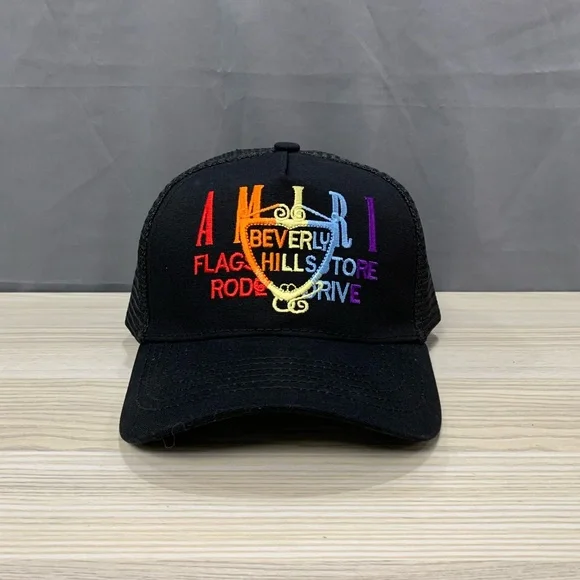 Amiri Black Trucker Hat Summer embroidery mesh cap - Picture 1 of 5